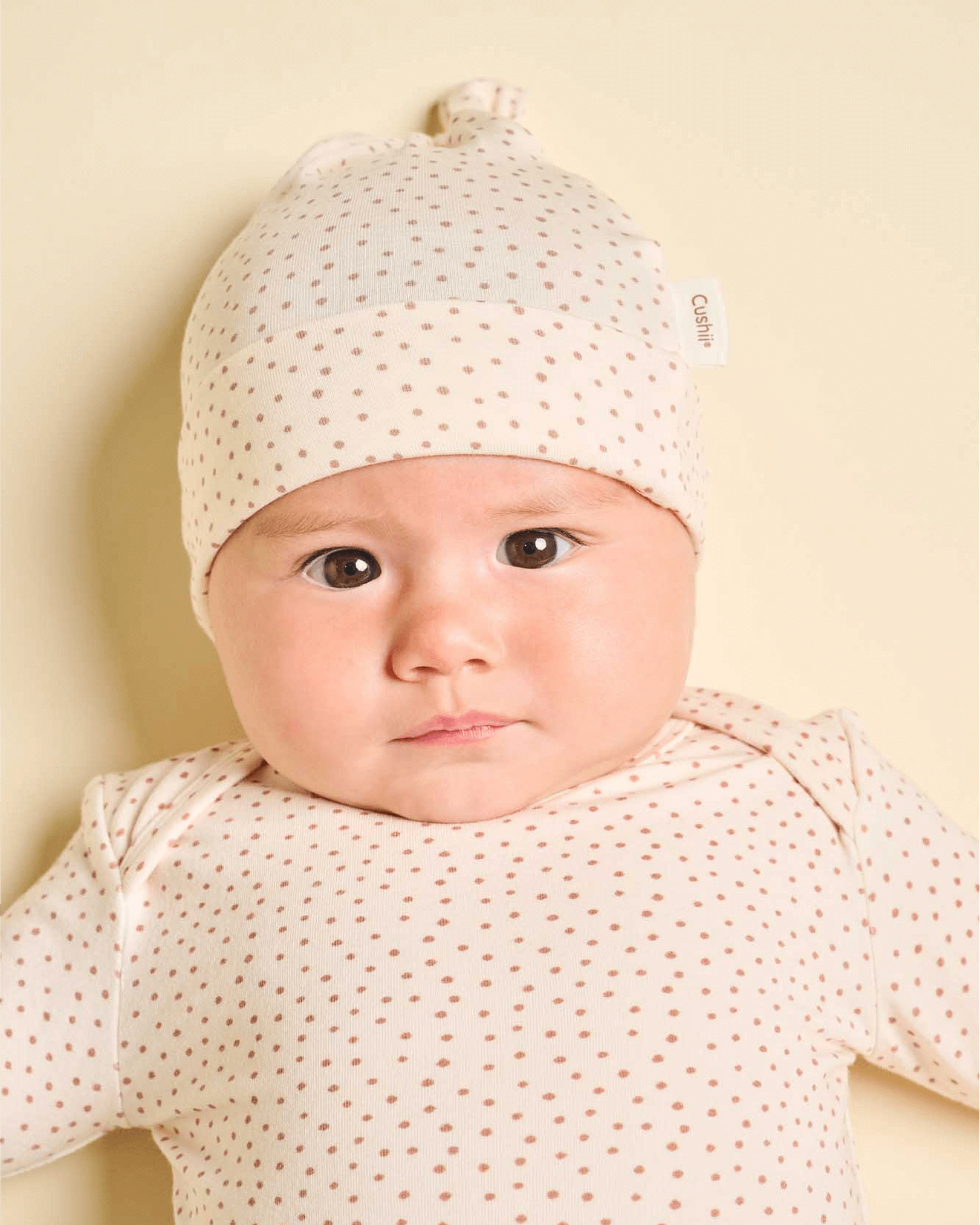 Cushii Cushii Softluxe Baby Knotted Gown - Oat Dots
