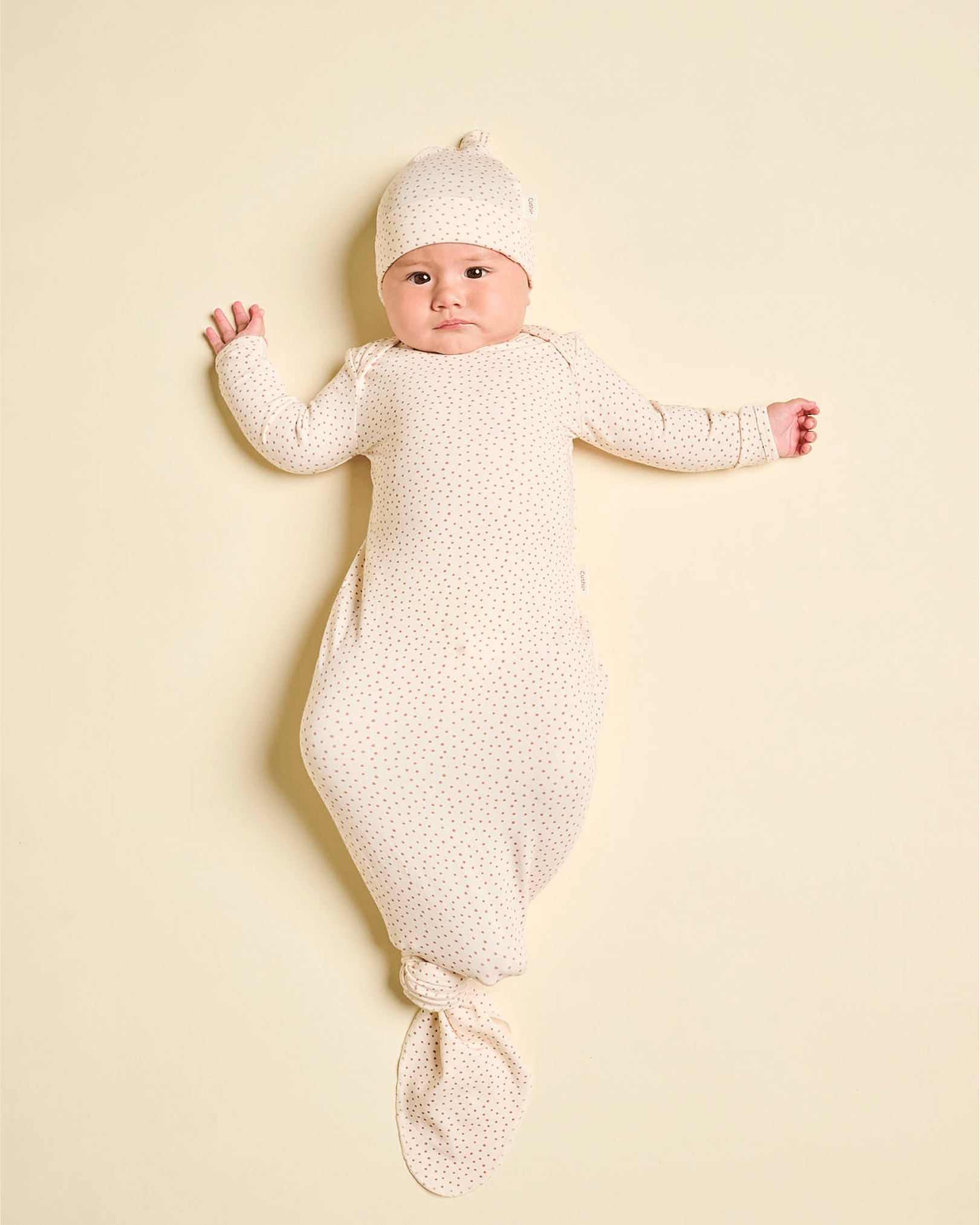 Cushii Cushii Softluxe Baby Knotted Gown - Oat Dots
